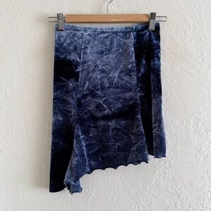 Y2K Le Château Navy Blue Crushed Velvet Asymmetrical Mini Skirt Size M (Juniors)